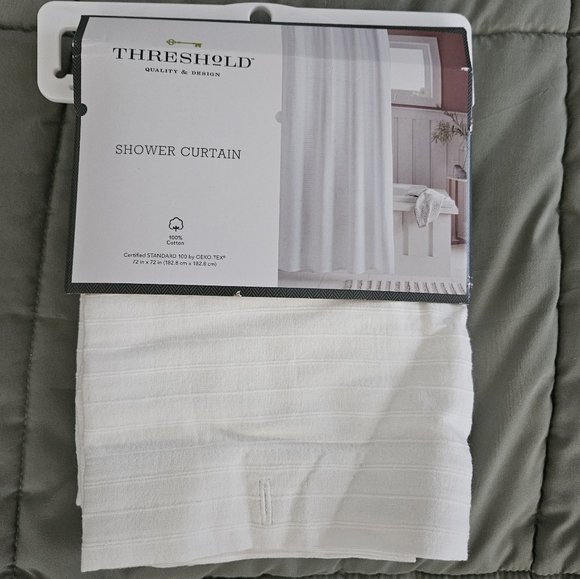 threshold target white woven stripe shower curtain - Picture 1 of 6